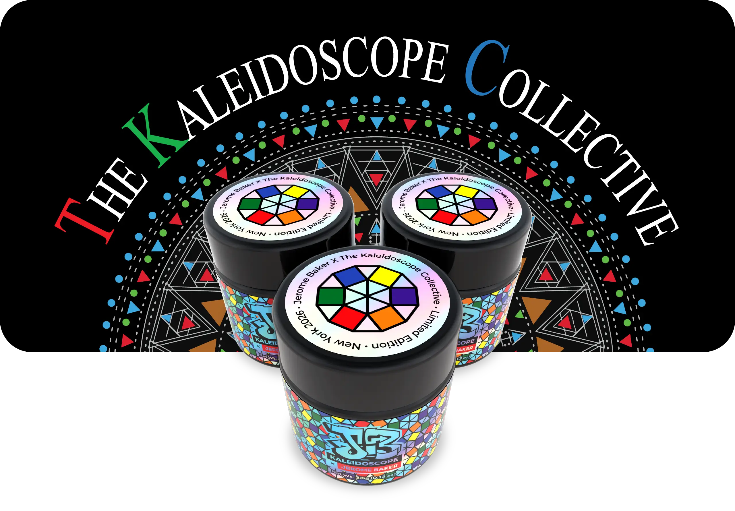 Jerome Baker × The Kaleidoscope Collective limited-edition jars